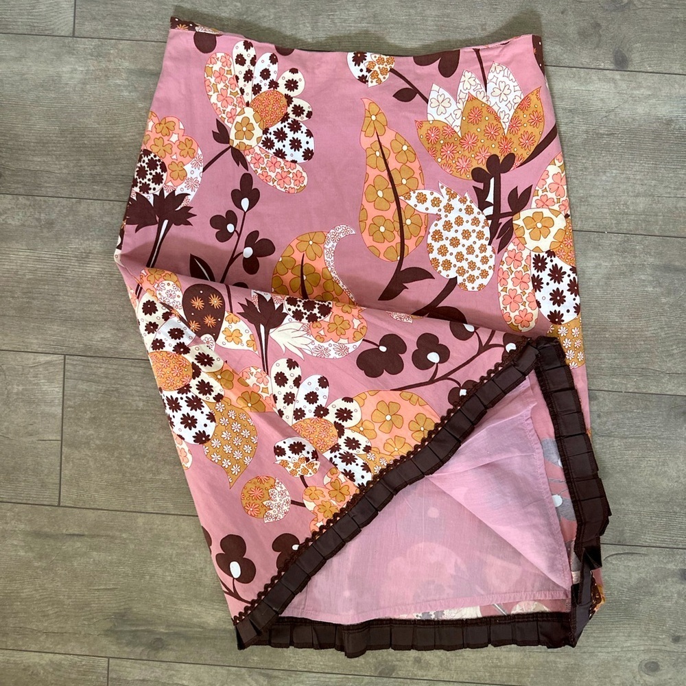 Persaman New York Pink Floral Knee Length Pencil Straight Skirt Women's Size 8